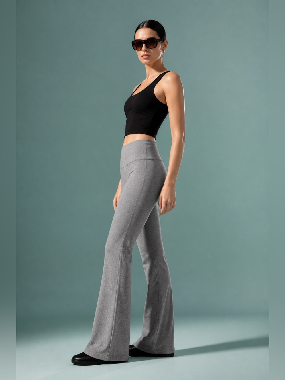 Athleta Fusion Gray Heather Yoga Straight Leggings Size M